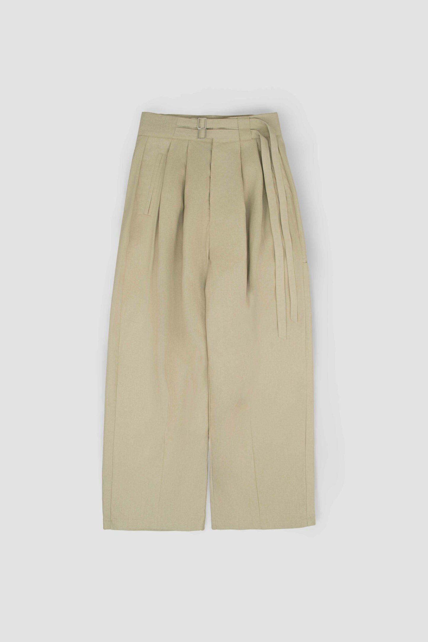 Gender Neutral Double Belted Long Trousers (Beige) - BEV C multi label store