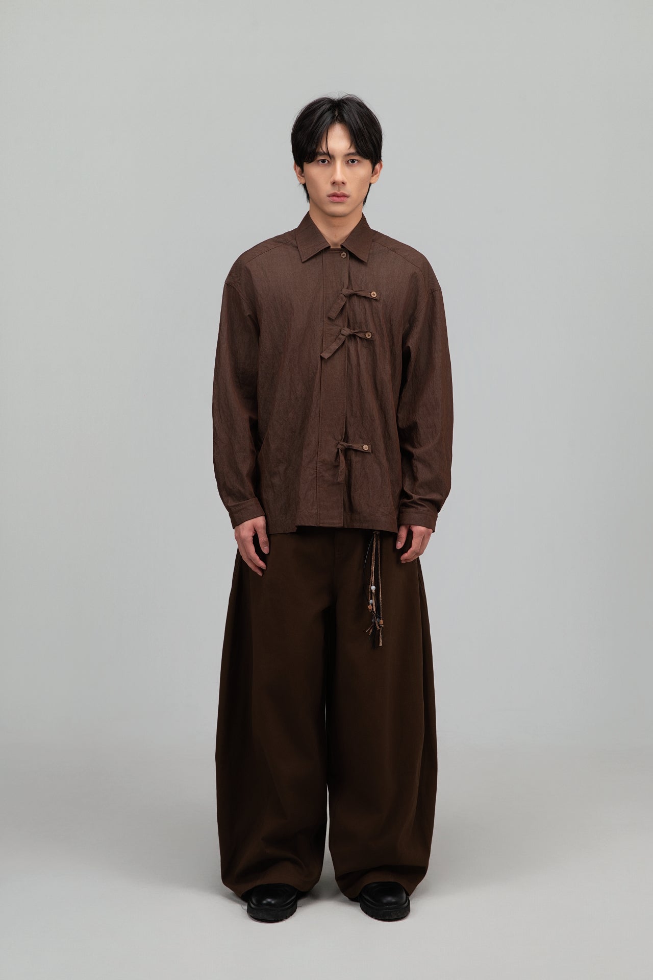 Gender Neutral Triple Knot Blouse (Brown) - BEV C multi label store