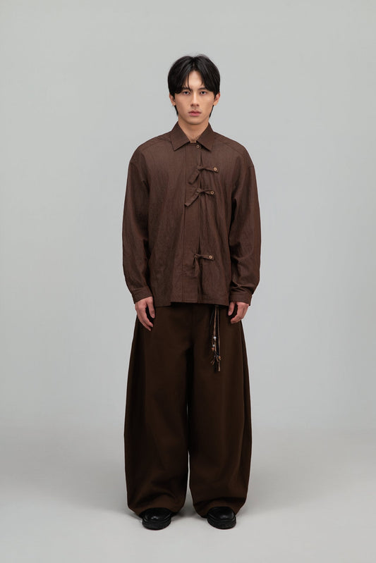 Gender Neutral Triple Knot Blouse (Brown) - BEV C multi label store