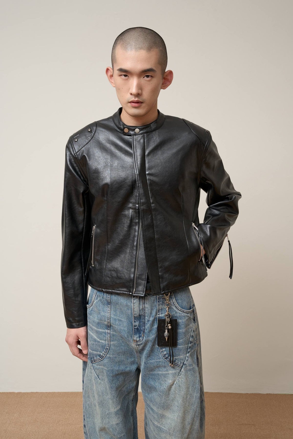 Vol.3 Ch.2 Plaid-lined Leather Jacket - Brown - BEV C multi label store