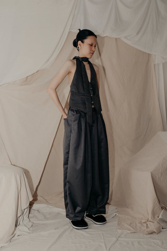 Sexy Open Back Vest in Grey - BEV C multi label store