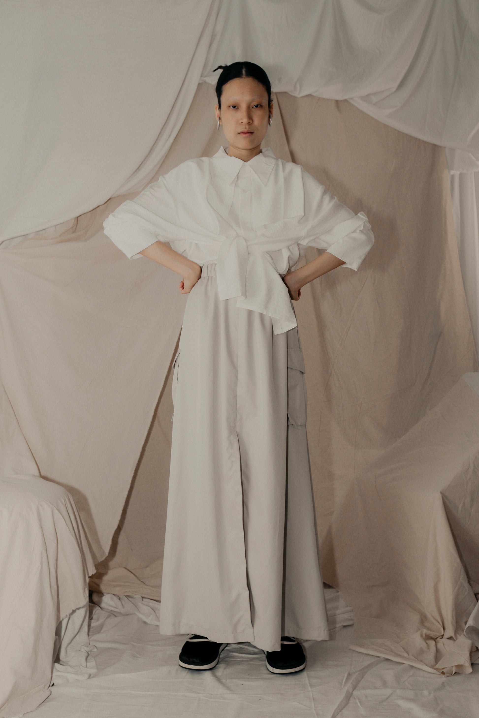 Two-Way Side Pocket Skirt in Cream - BEV C multi label store