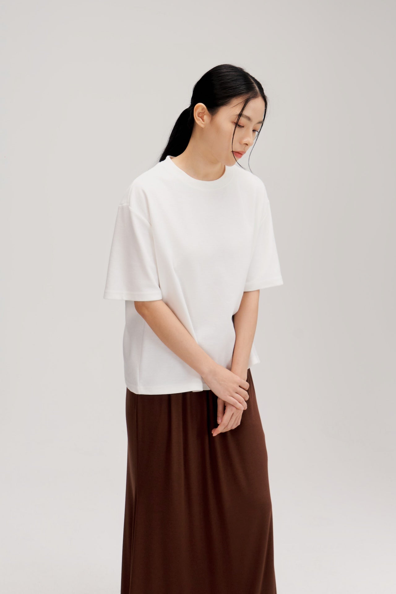 Gender Neutral Boxy Crop Waffle Tee (White) - BEV C multi label store