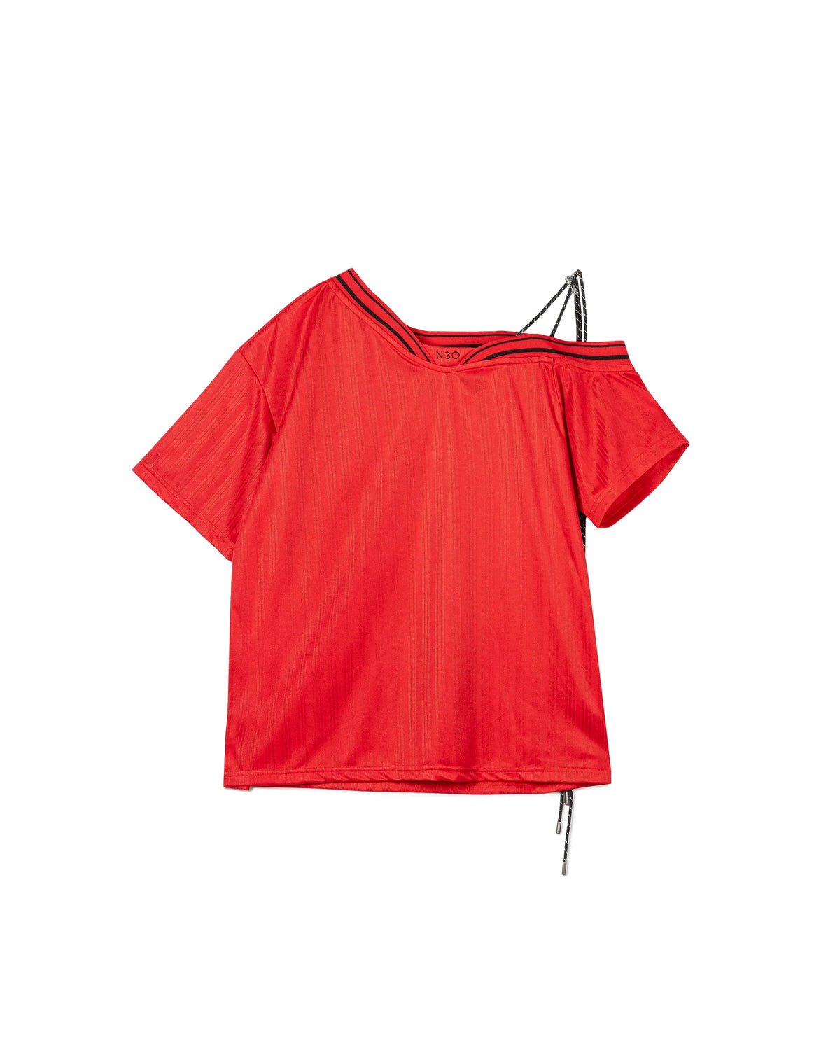 N E O Deconstructed Striped-Trim Technical Top - Red - BEV C multi label store