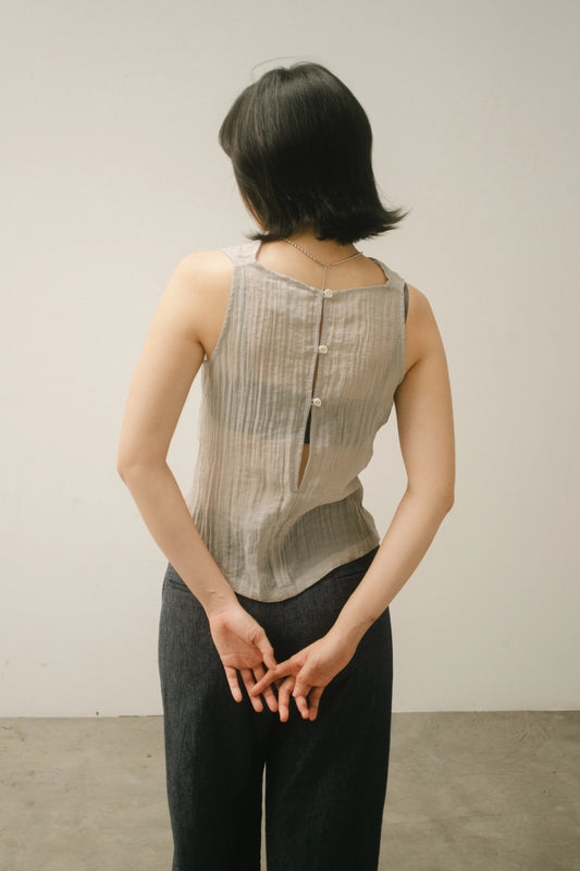 WES x GUNG x SO | Gentle Drape Neck Tank Top (Cool Grey)