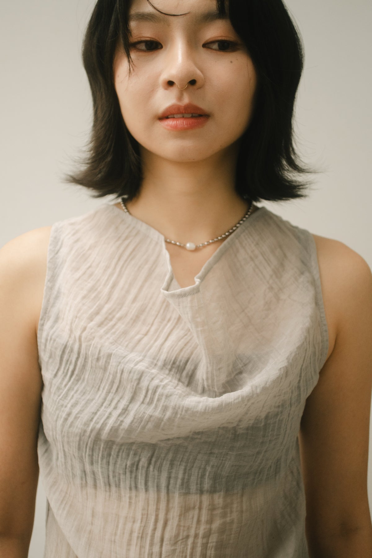 WES x GUNG x SO | Gentle Drape Neck Tank Top (Cool Grey)