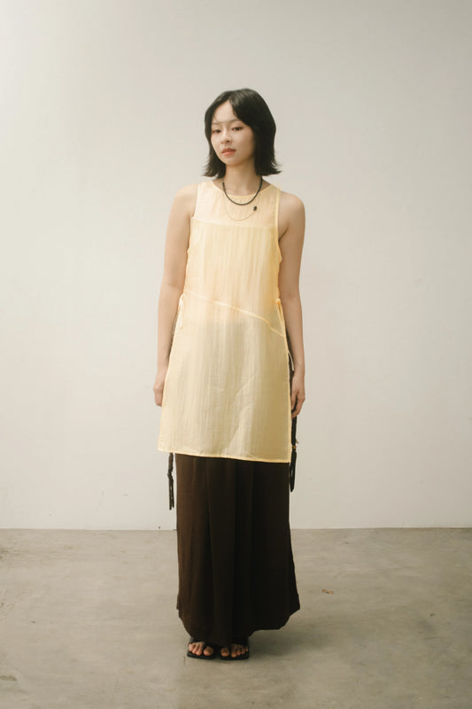WES x GUNG x SO | Bold Side Slit Long Tank Top (Butter)