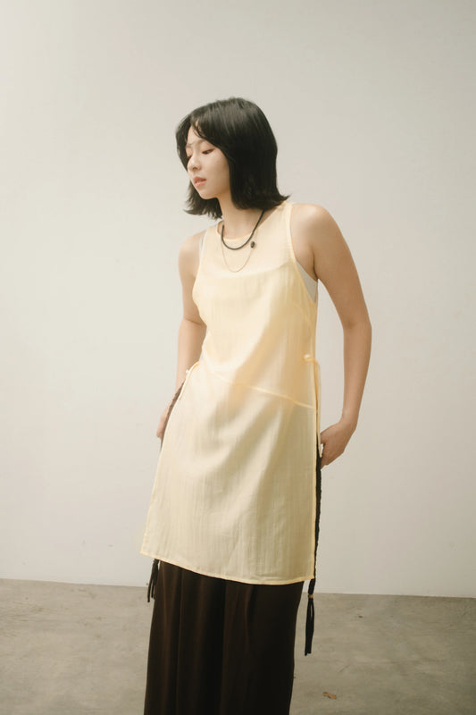 WES x GUNG x SO | Bold Side Slit Long Tank Top (Butter)