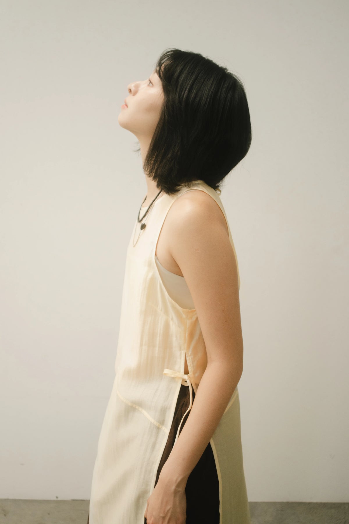 WES x GUNG x SO | Bold Side Slit Long Tank Top (Butter)