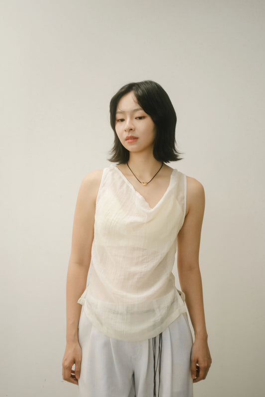 WES x GUNG x SO | Gentle Drape Neck Tank Top (Light Yellow)