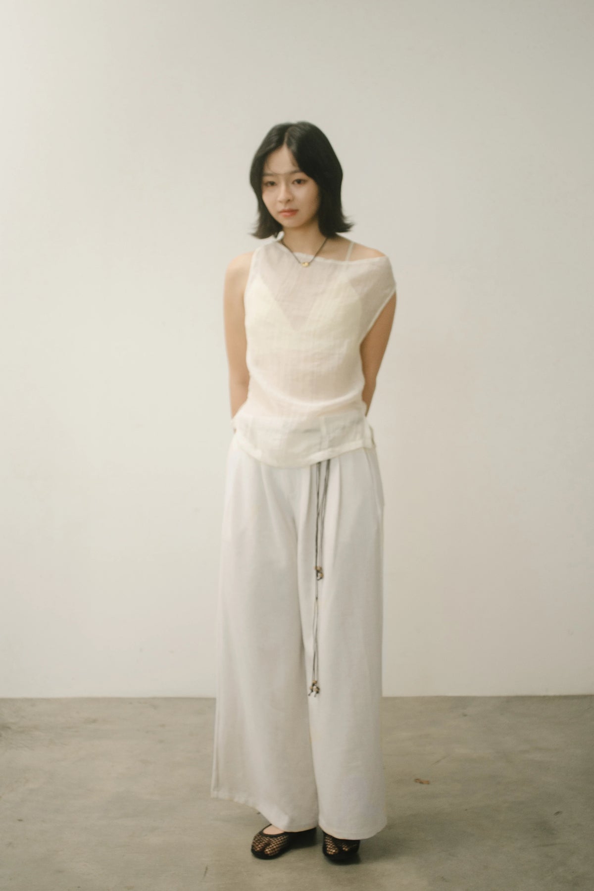 WES x GUNG x SO | Gentle Drape Neck Tank Top (Light Yellow)