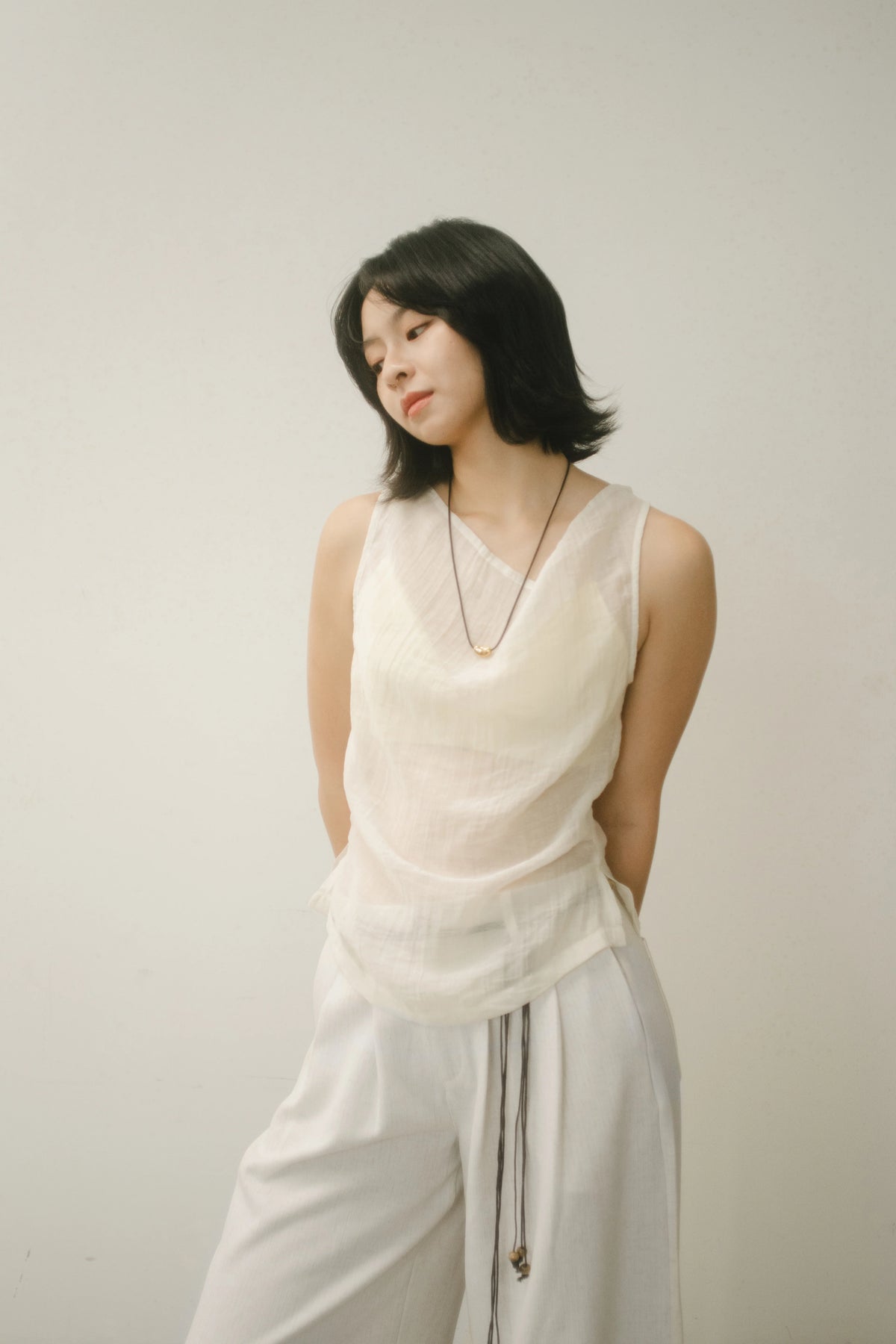 WES x GUNG x SO | Gentle Drape Neck Tank Top (Light Yellow)