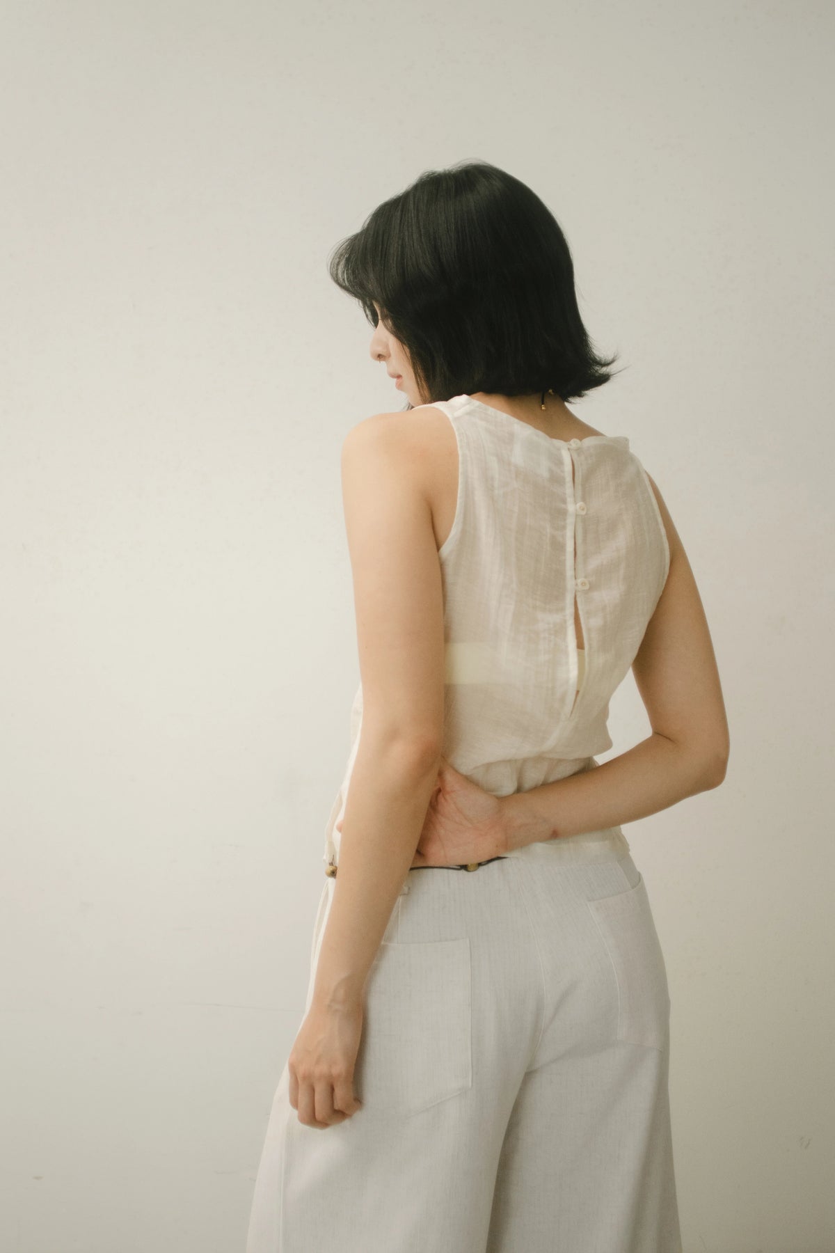 WES x GUNG x SO | Gentle Drape Neck Tank Top (Light Yellow)