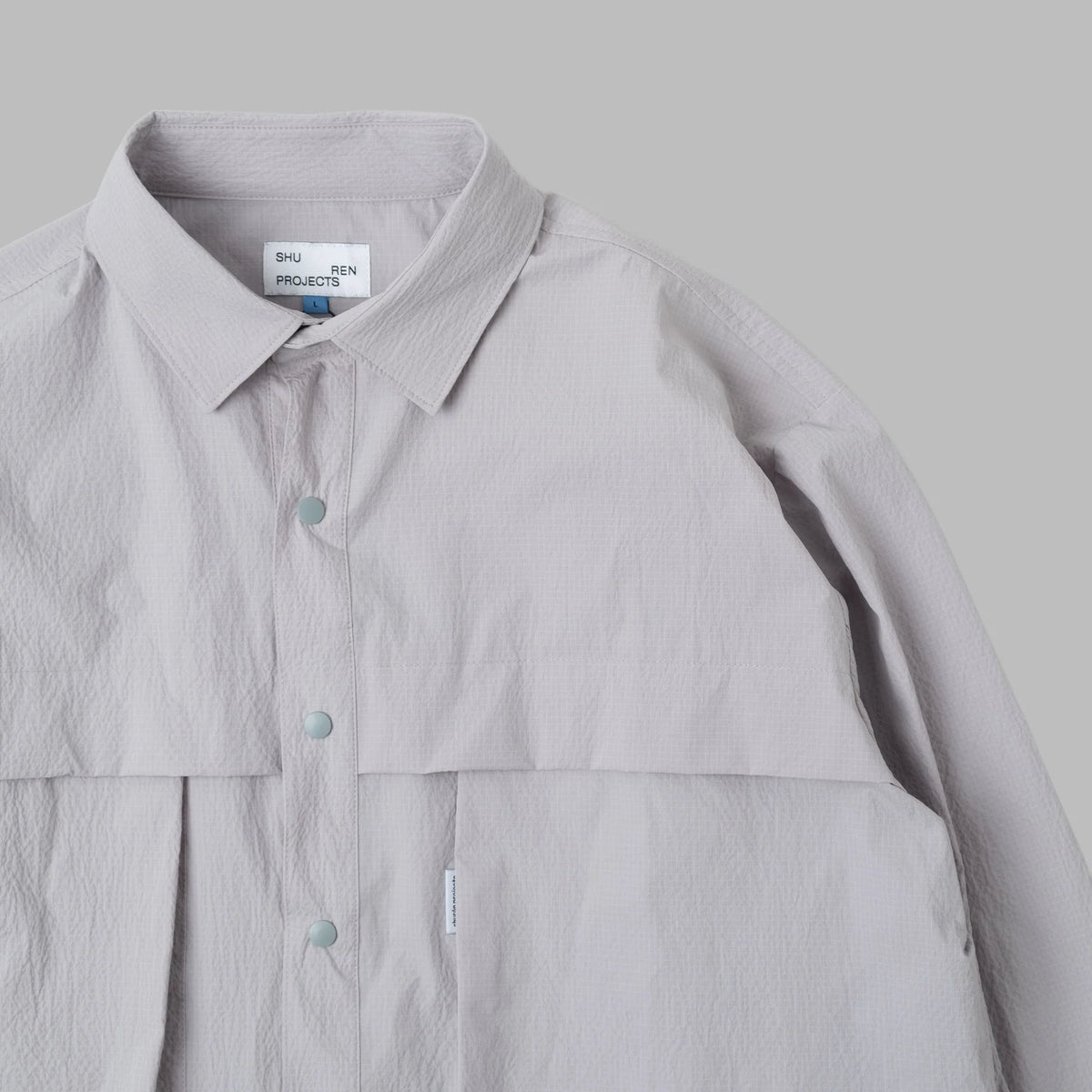 Seersucker Shirt Jacket / Nylon - Grey