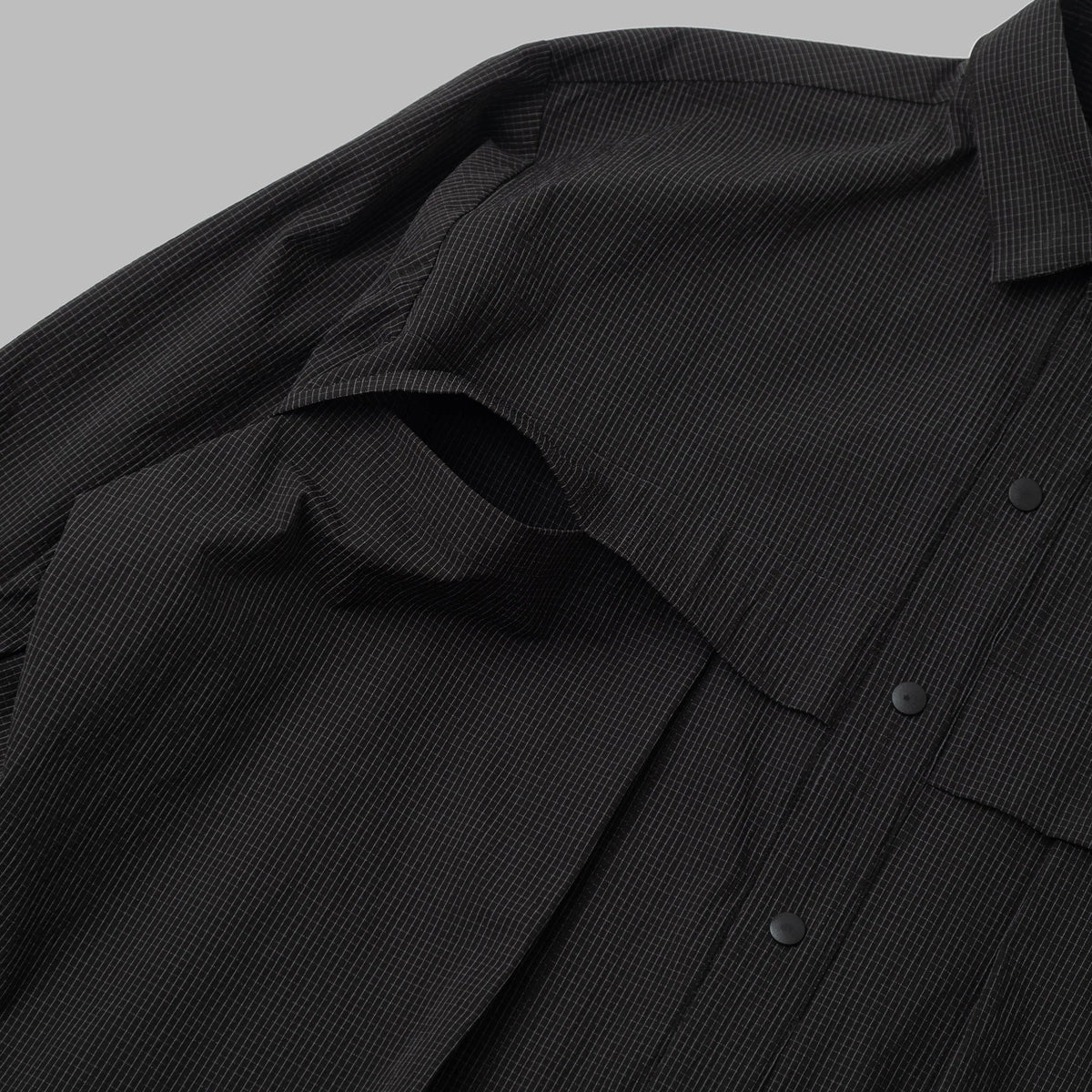 Seersucker Shirt Jacket / Nylon - Black