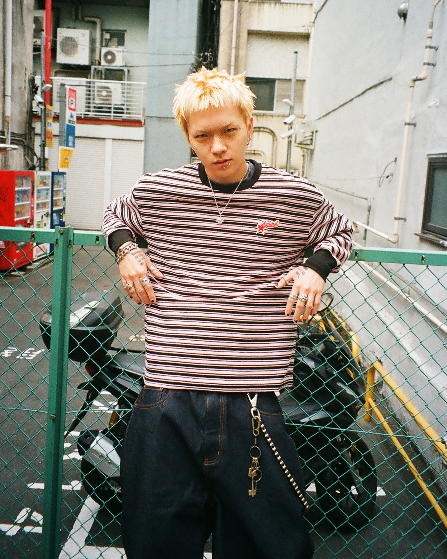 STRIPE STAR LOUNGE TEE PINK - BEV C multi label store