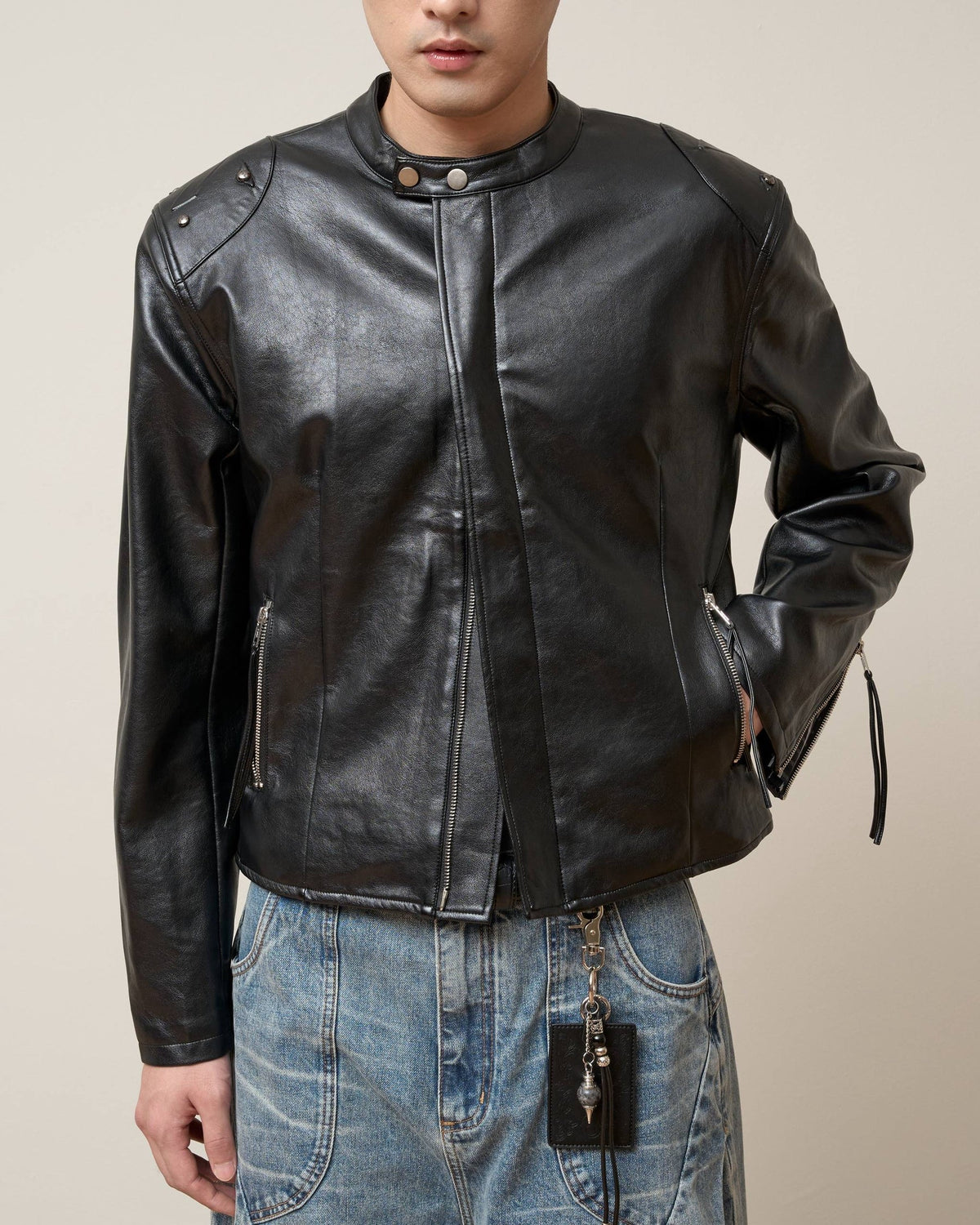 Vol.3 Ch.2 Plaid-lined Leather Jacket - Brown - BEV C multi label store