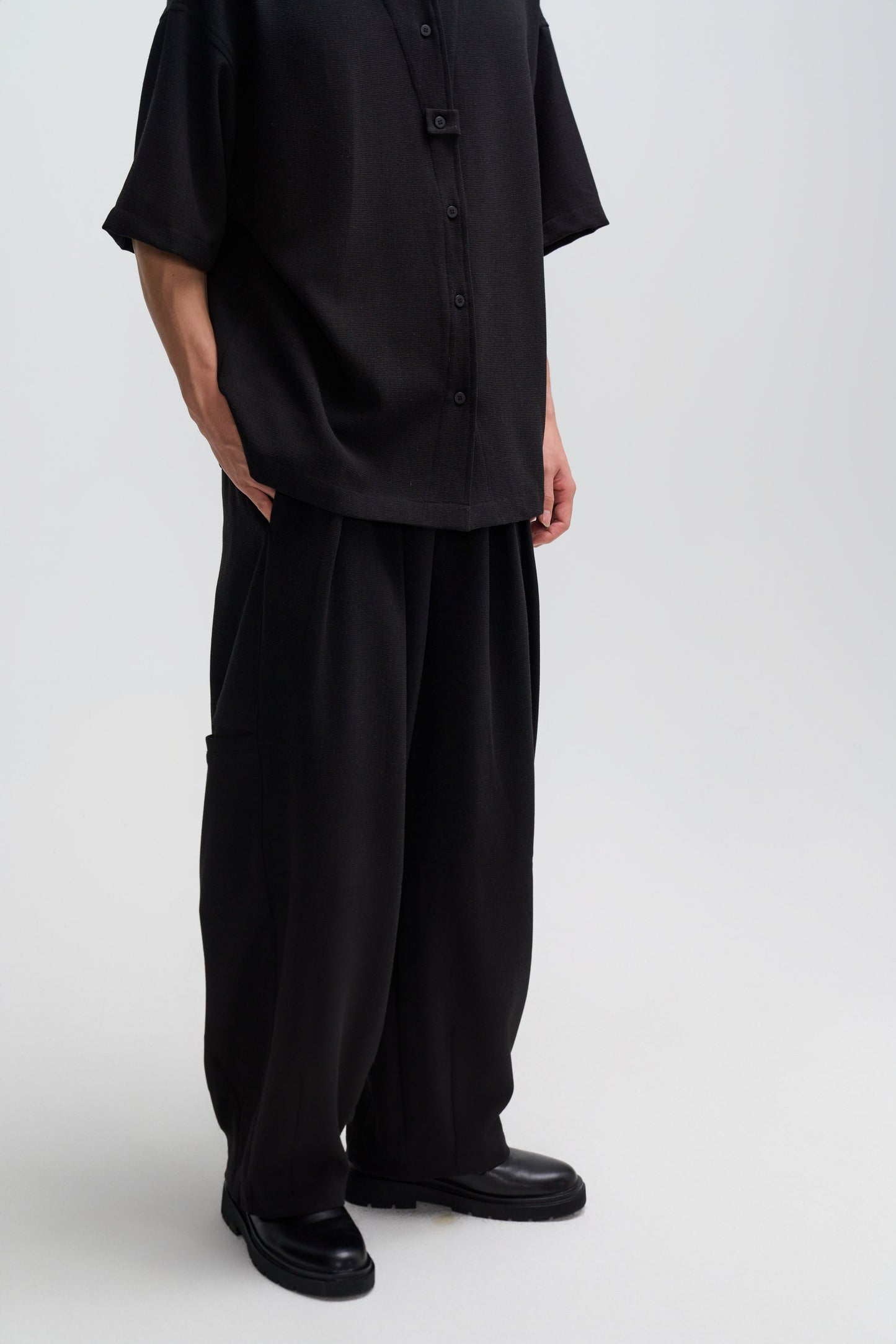 Gender Neutral Cocoon Trousers (Poly Waffle / Black) - BEV C multi label store