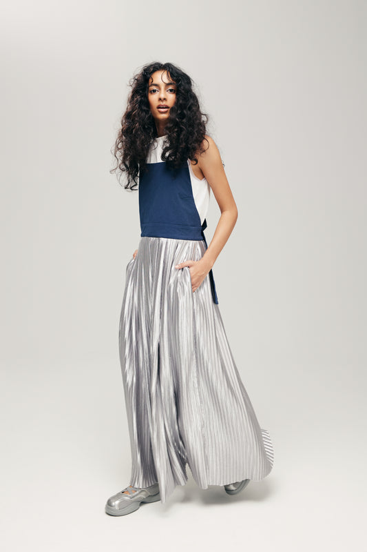 HANNEI OVERALL DRESS IN NAVY & SILVER