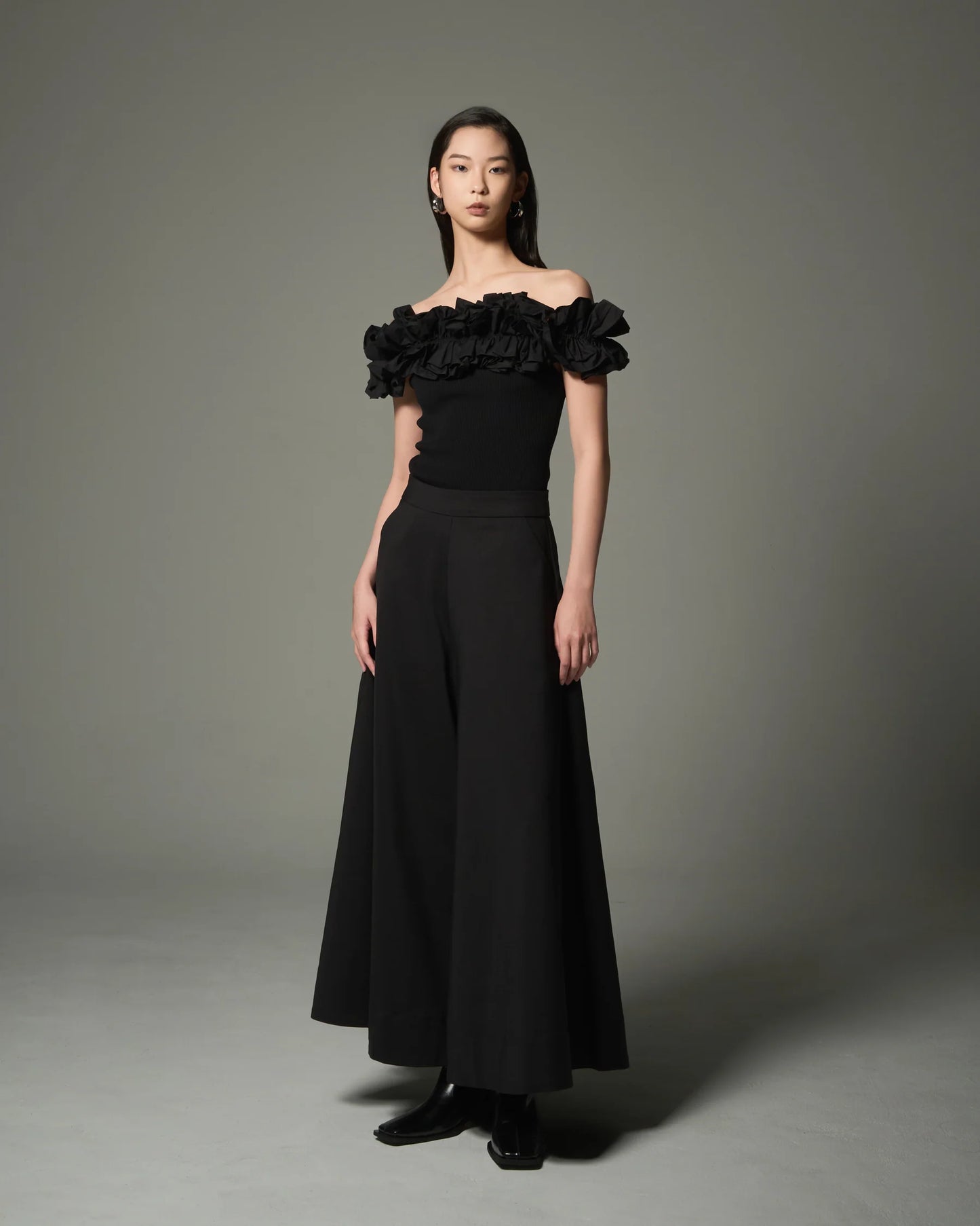 Wide Flare Trousers (Black)