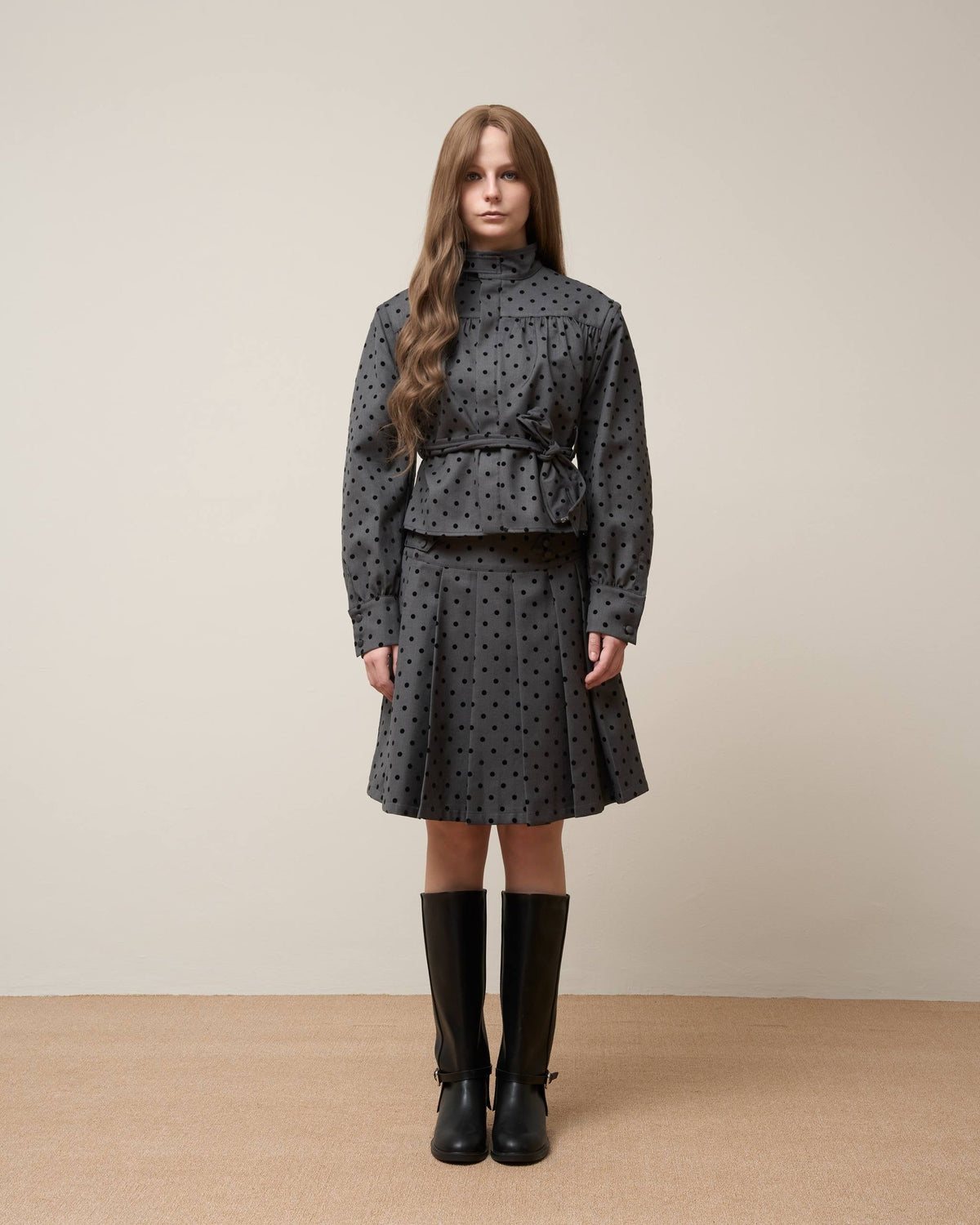 Vol.3 Ch.2 Flowing Double Layered Polka Midi Skirt - BEV C multi label store