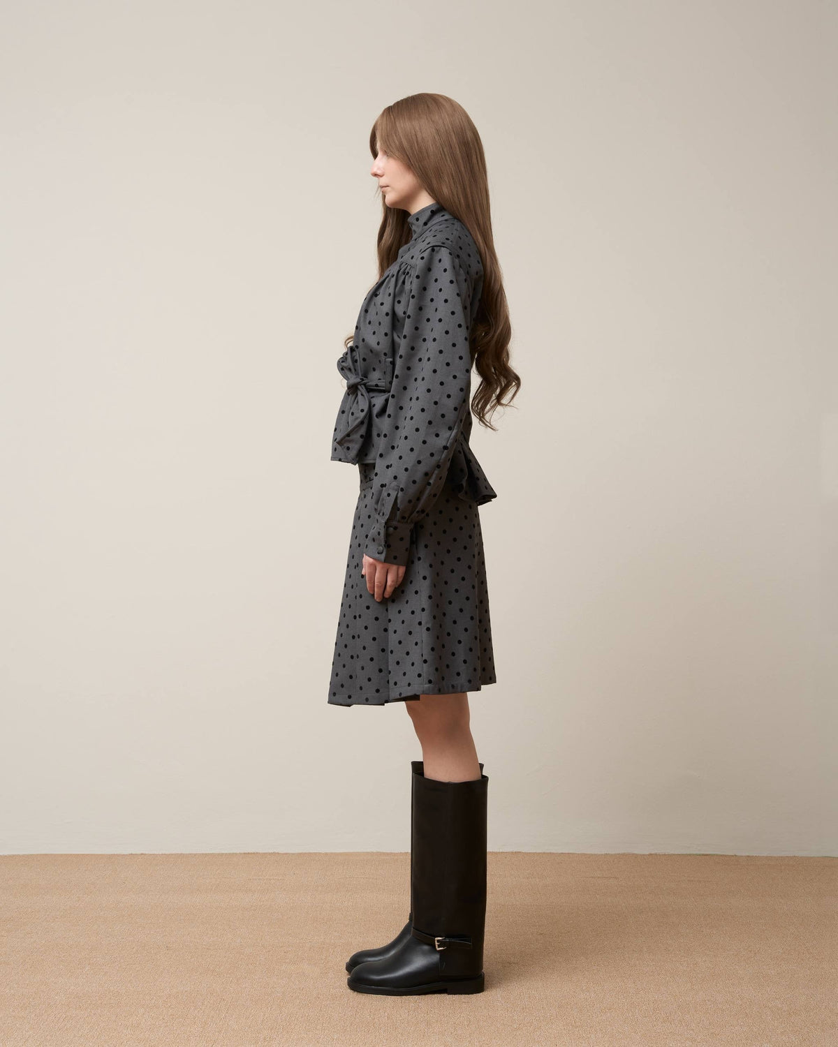 Vol.3 Ch.2 Flowing Double Layered Polka Midi Skirt - BEV C multi label store