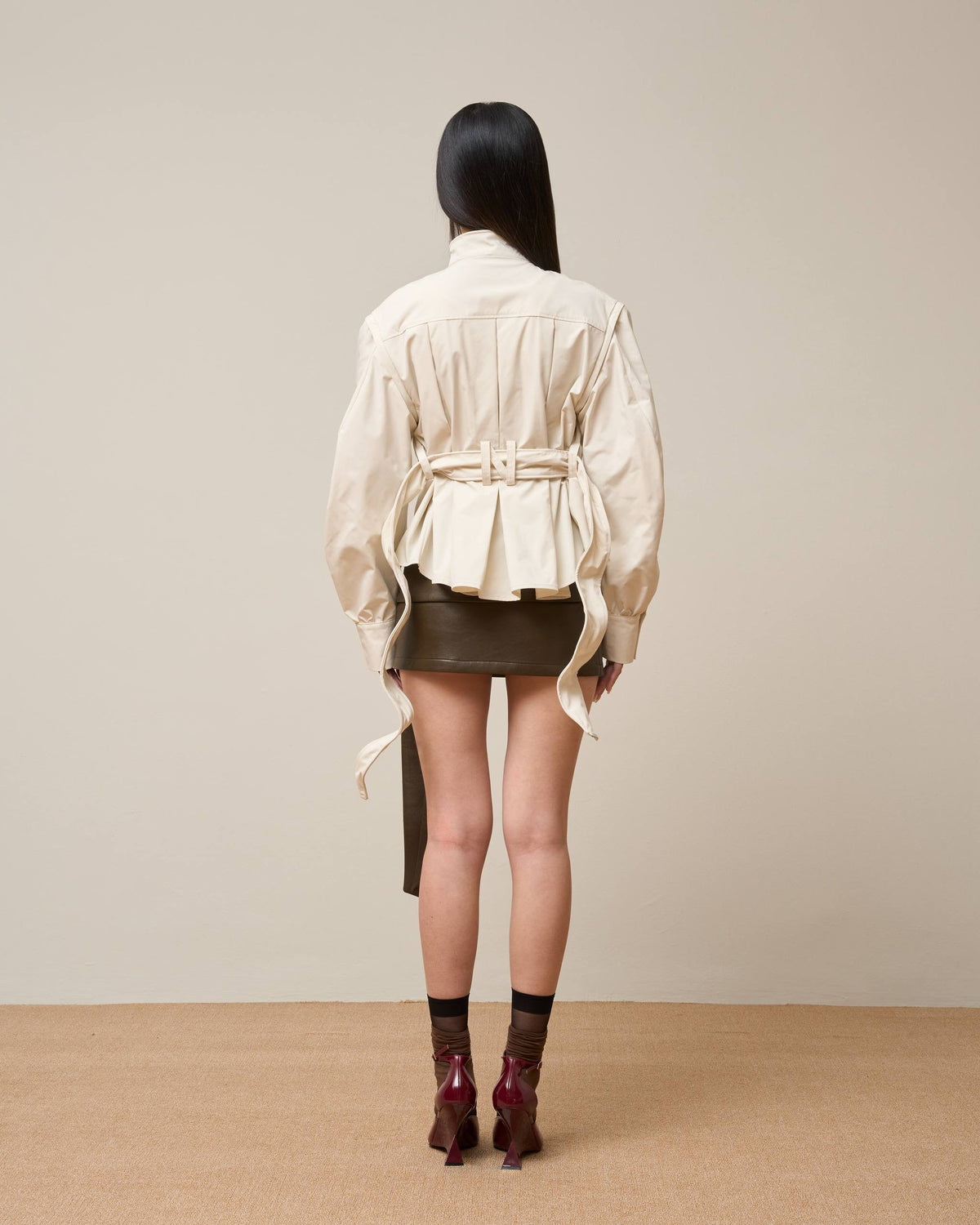 Vol.3 Ch.2 Asymmetrical Drape-Tie Mini Skirt - Black - BEV C multi label store