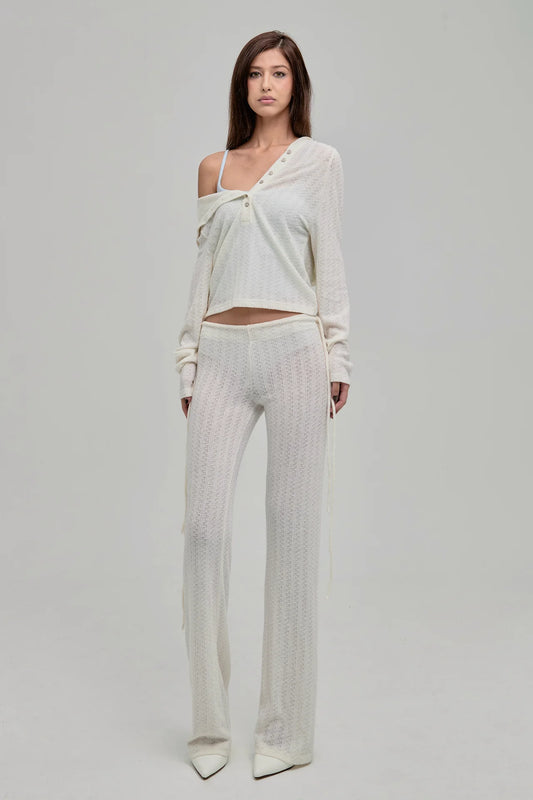 DAZED KNIT PANTS CREAM - BEV C multi label store