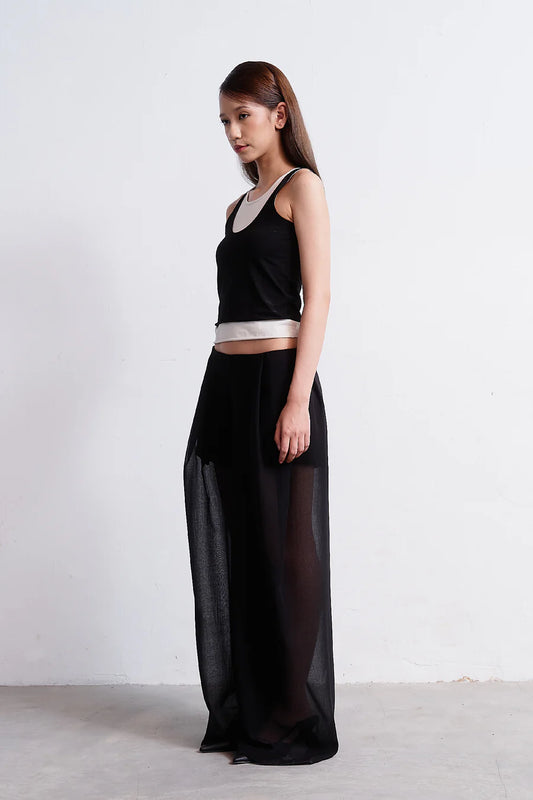 Sheer Wide Pants - BEV C multi label store