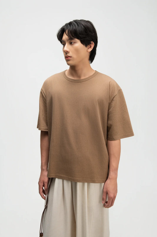 Gender Neutral Thin Boxy Tee (Textured Mud) - BEV C multi label store