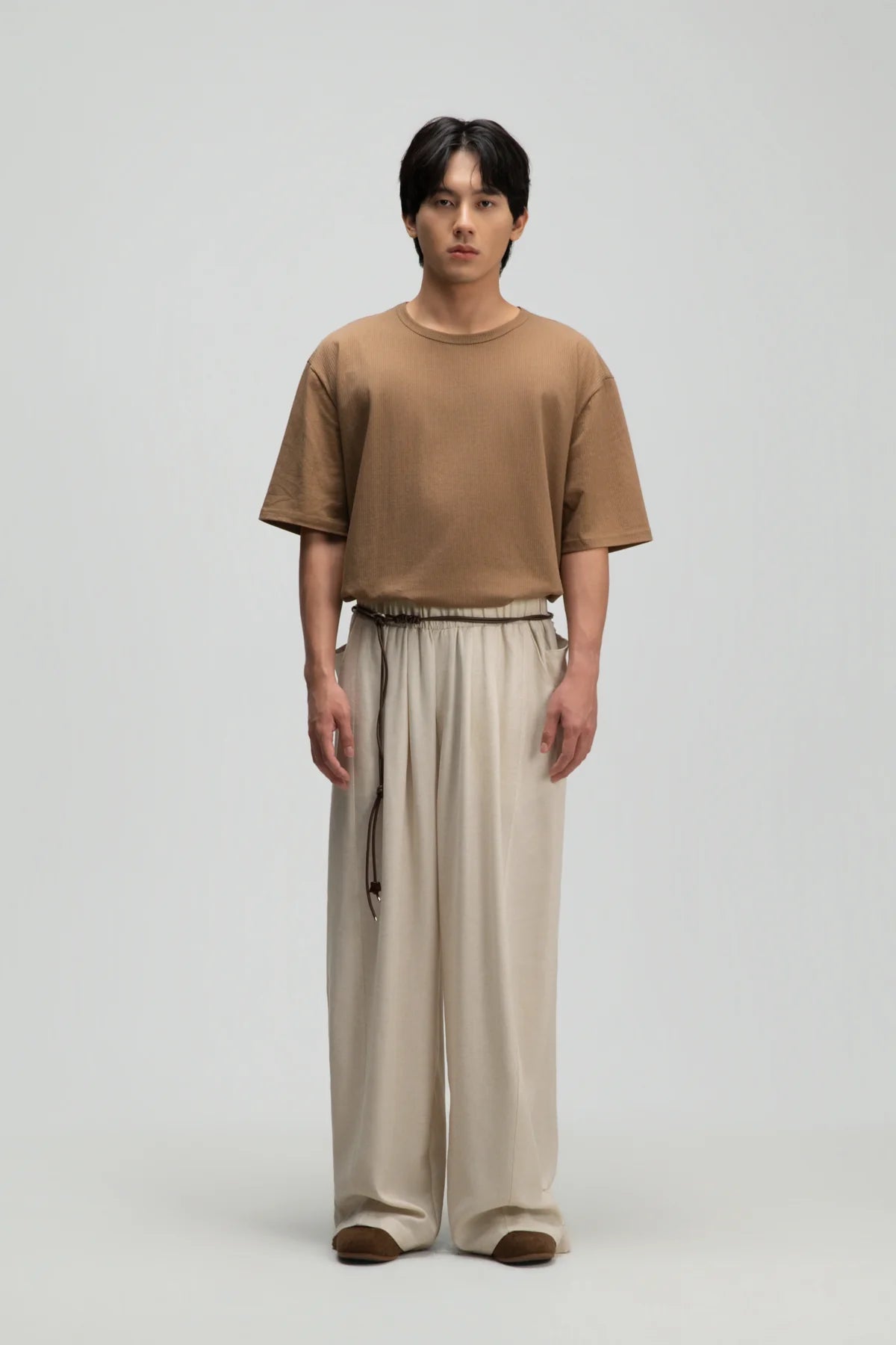 Gender Neutral Thin Boxy Tee (Textured Mud) - BEV C multi label store
