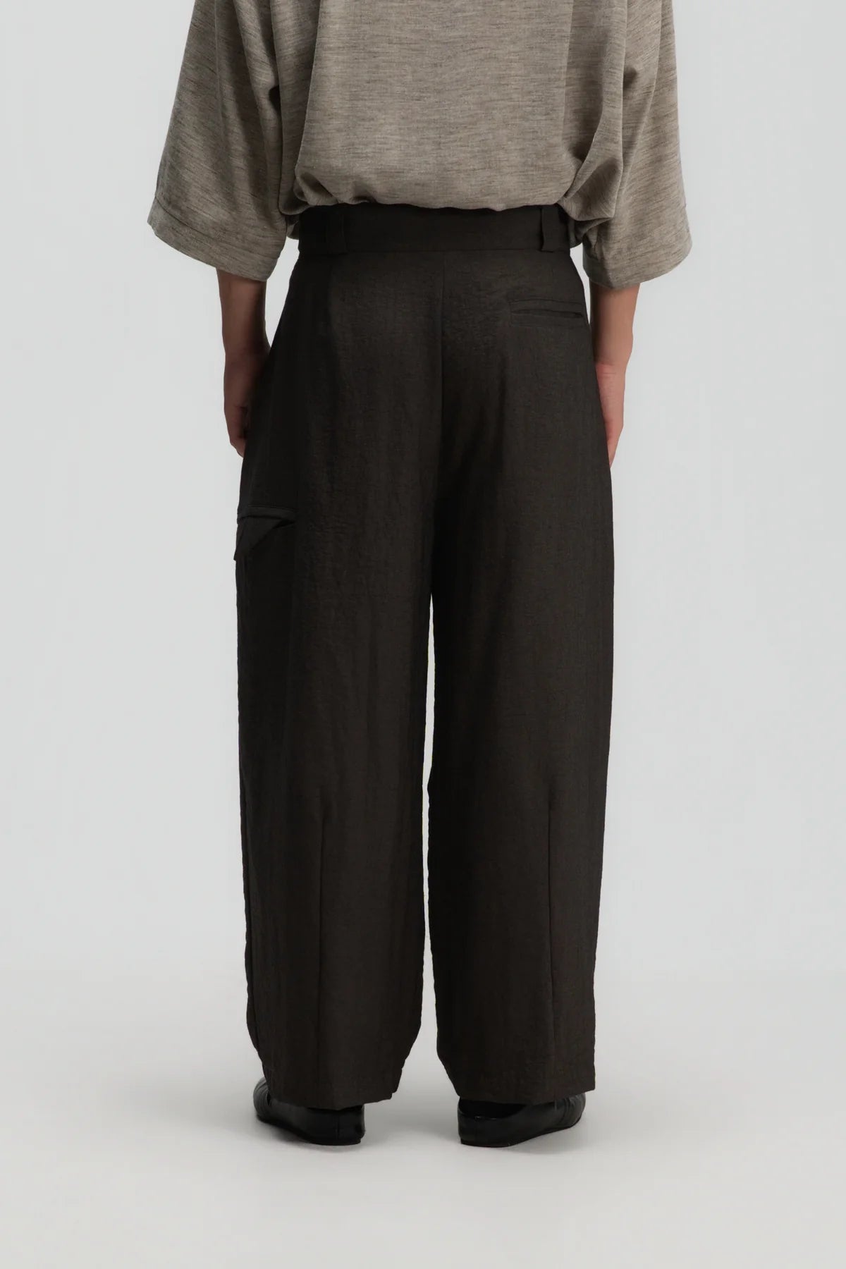 Gender Neutral Double Belted Long Trousers (Dark Grey) - BEV C multi label store