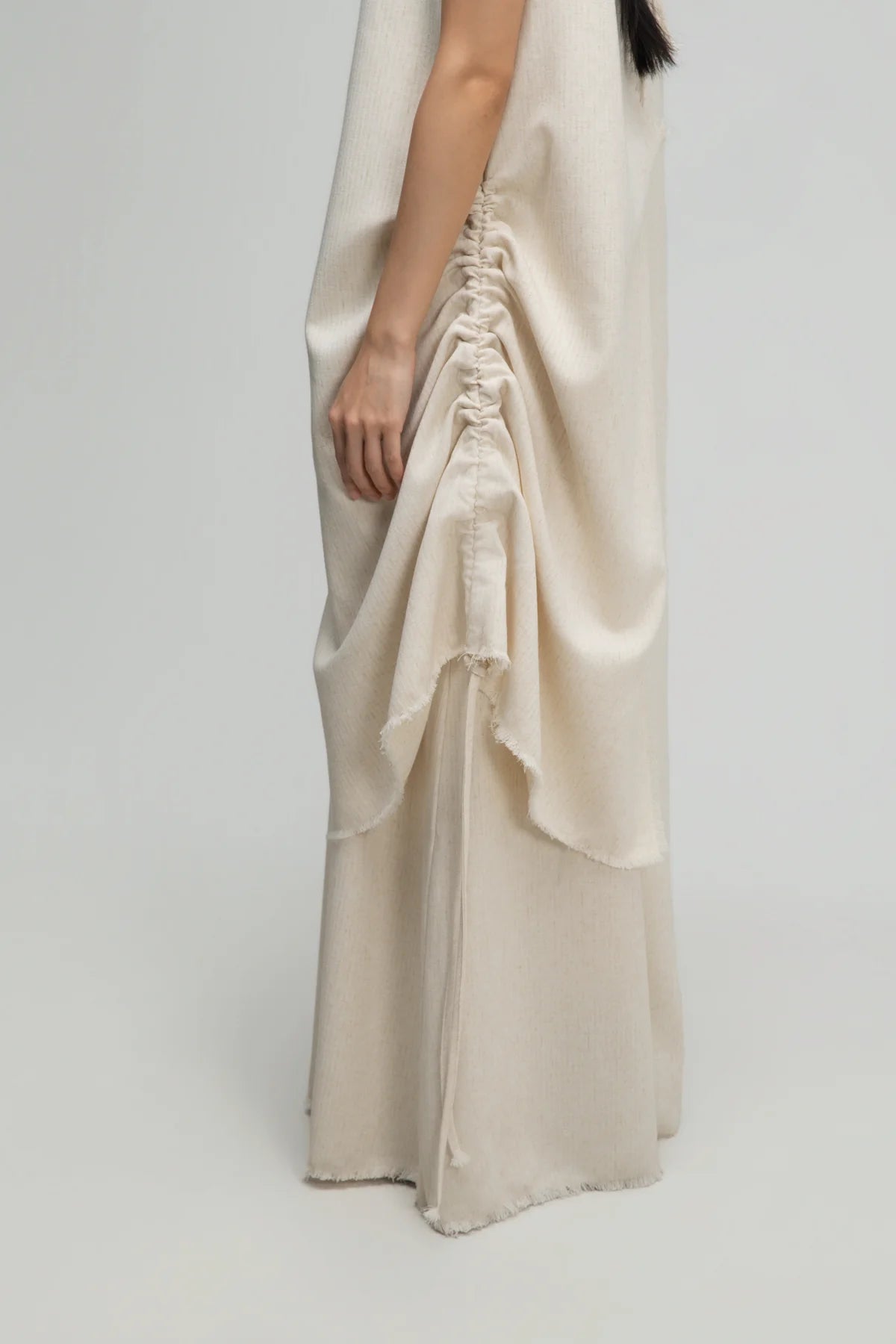 Raw Hem Skewed Layer Maxi Dress (Off White) - BEV C multi label store
