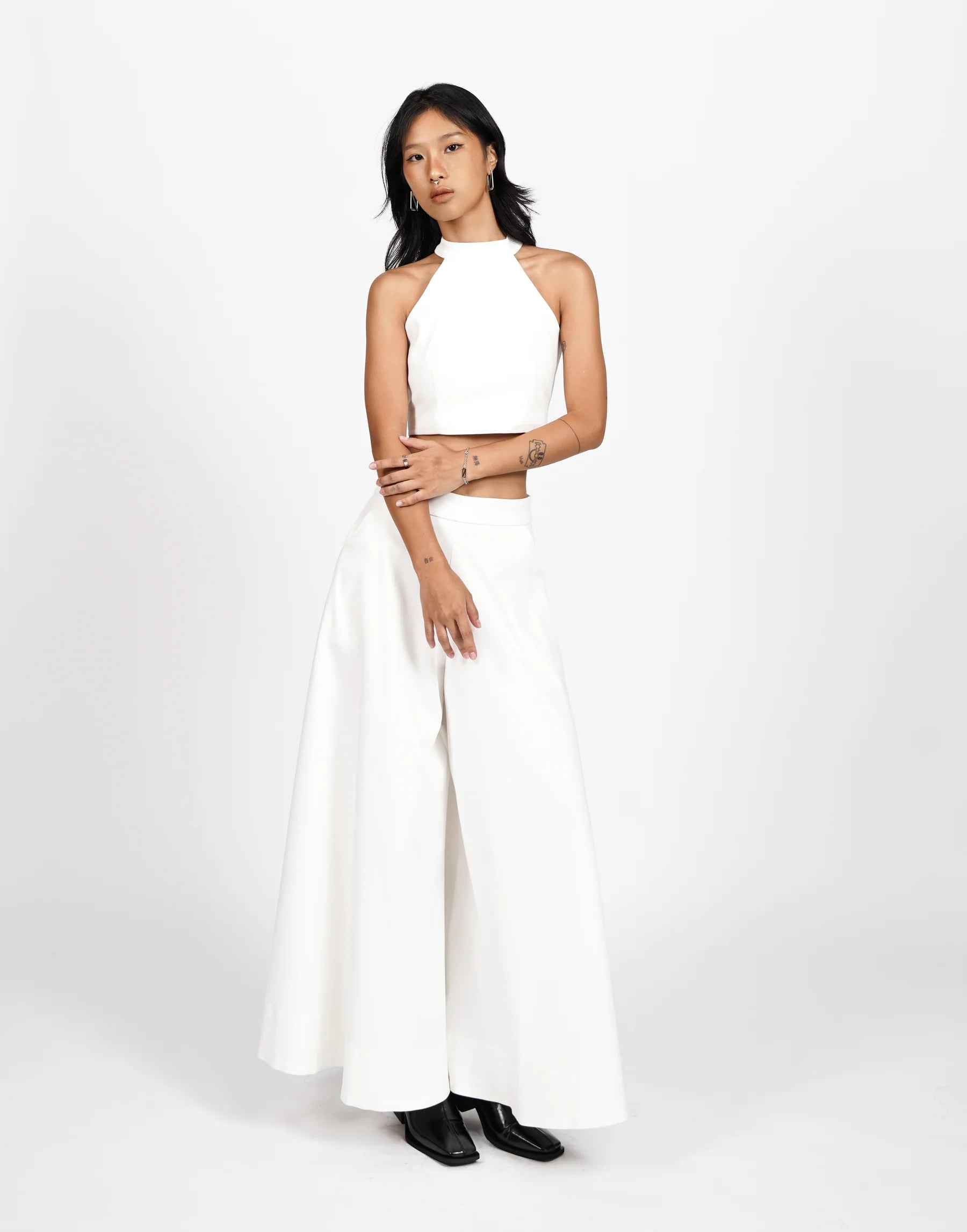 Wide Flare Trousers (White) - BEV C multi label store