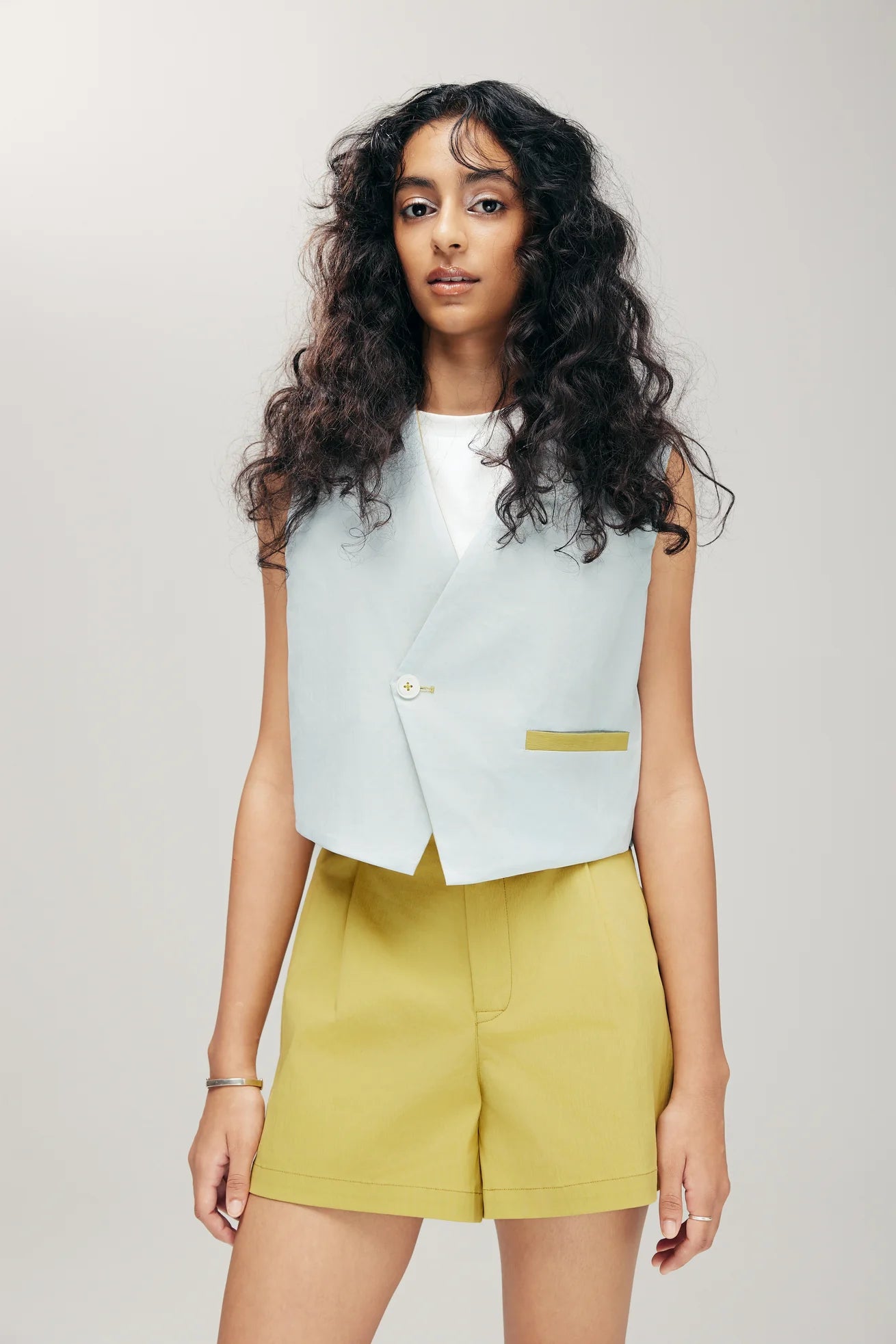 KAGAMI REVERSIBLE VEST IN LIME & MINT BLUE - BEV C multi label store