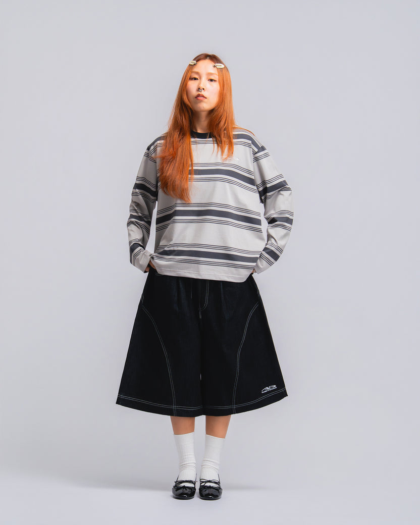 Logo Stripe Cropped L/S Tee Grey - BEV C multi label store