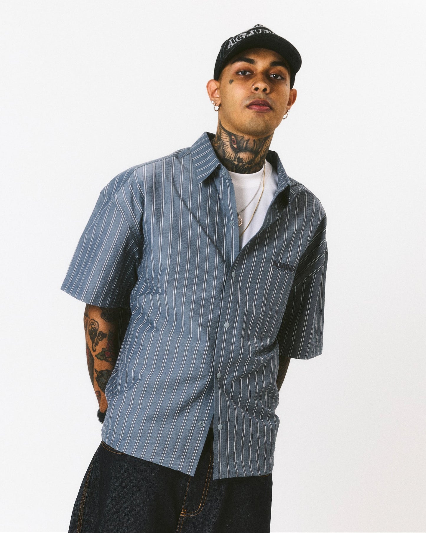 STRIPE STANDARD SHIRT GREY - BEV C multi label store