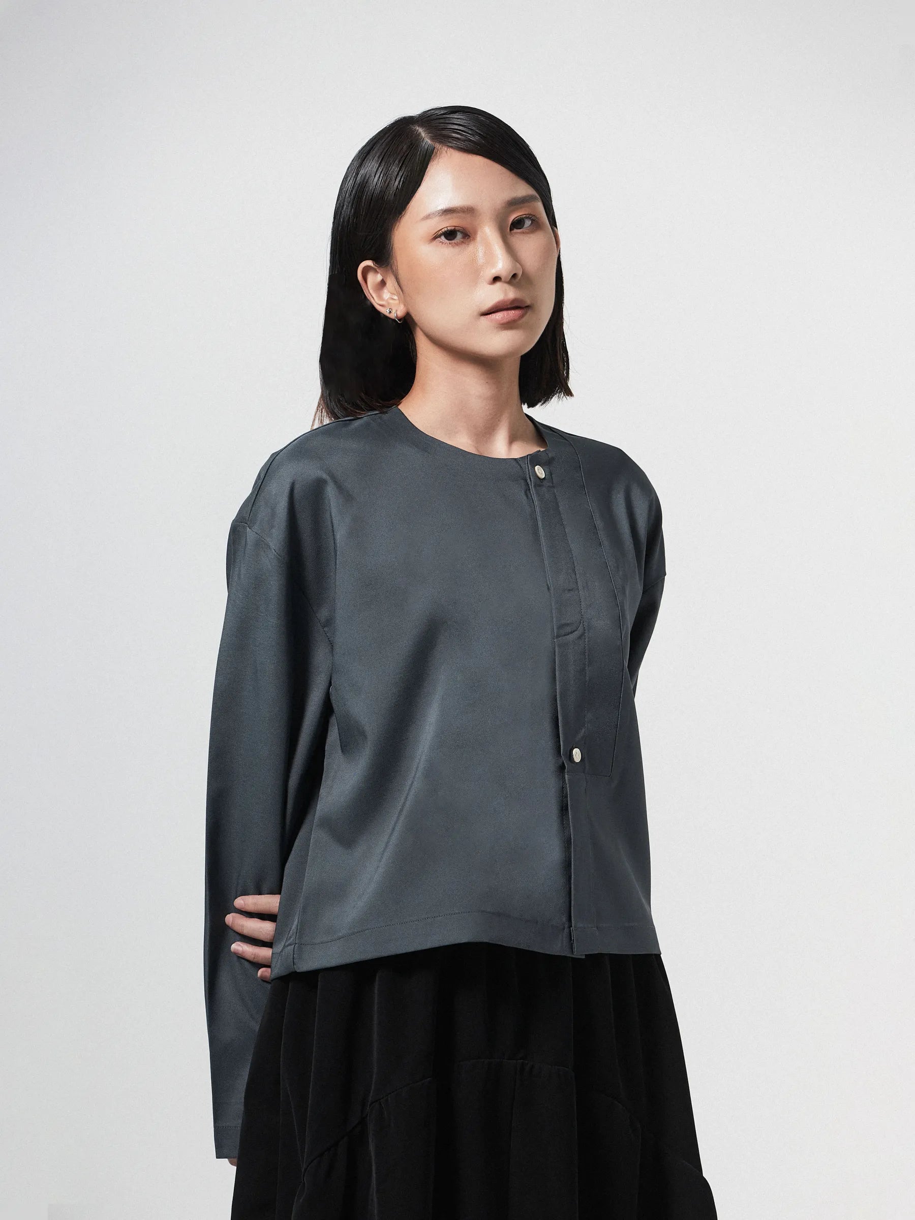 KAREEM PLACKET LONGSLEEVE SHIRT | GREY BLUE - BEV C multi label store