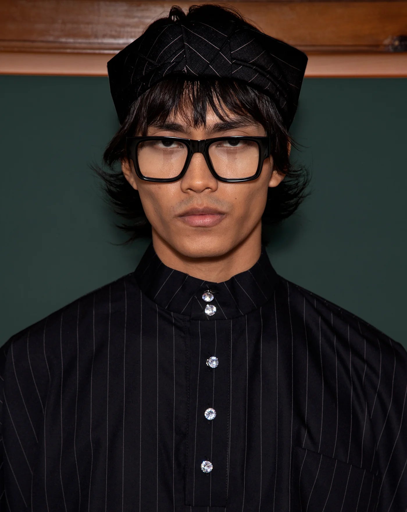 Baju Melayu Oversaiz Cekak Musang (Navy Pinstripes) - BEV C multi label store