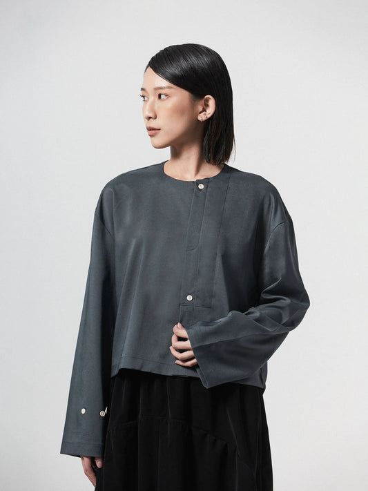 KAREEM PLACKET LONGSLEEVE SHIRT | GREY BLUE - BEV C multi label store