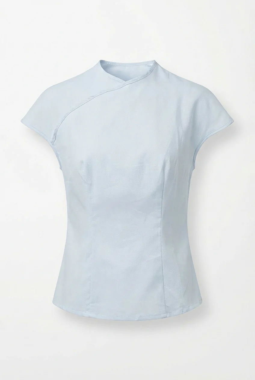Fitted Curved Blouse - BABY BLUE - BEV C multi label store