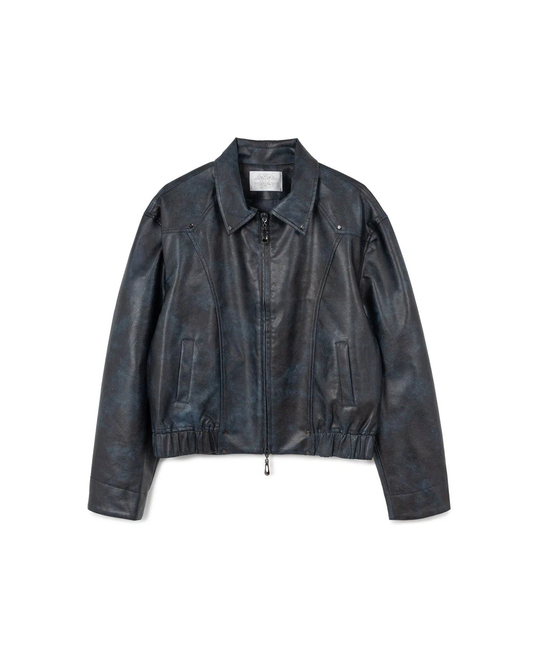 N E O VOL.2_CH.2 OMERTA LEATHER JACKET - BLUE - BEV C multi label store