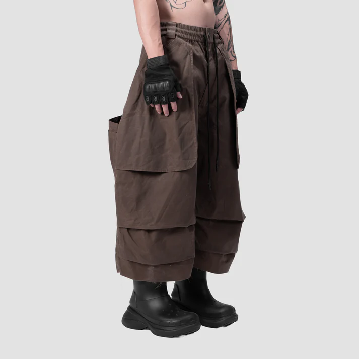 KNEE PLEATED JORTS - BROWN - BEV C multi label store