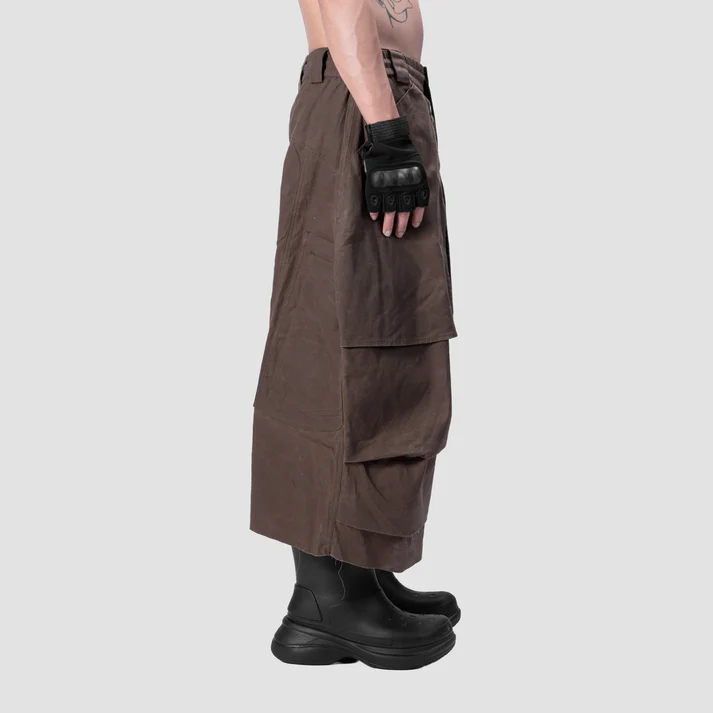 KNEE PLEATED JORTS - BROWN - BEV C multi label store