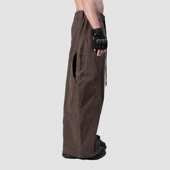 SPLIT CURVE PANTS - BROWN - BEV C multi label store