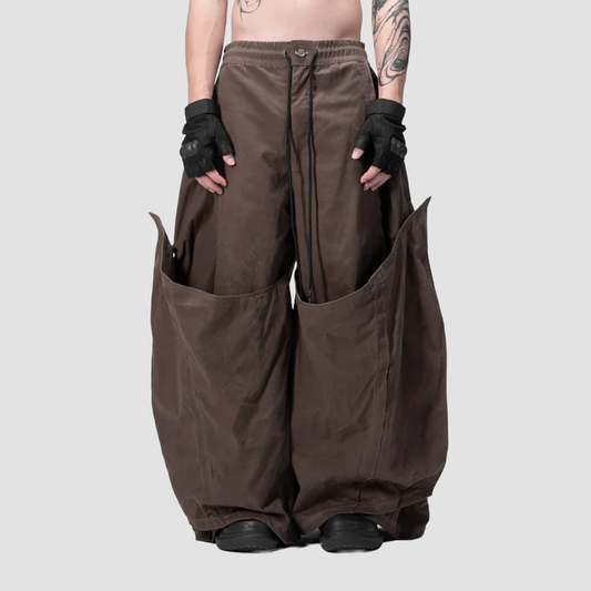 DOUBLE LAYER PANTS - BROWN - BEV C multi label store