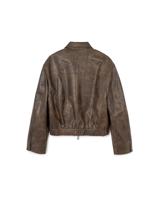 N E O VOL.2_CH.2 OMERTA LEATHER JACKET - BROWN - BEV C multi label store
