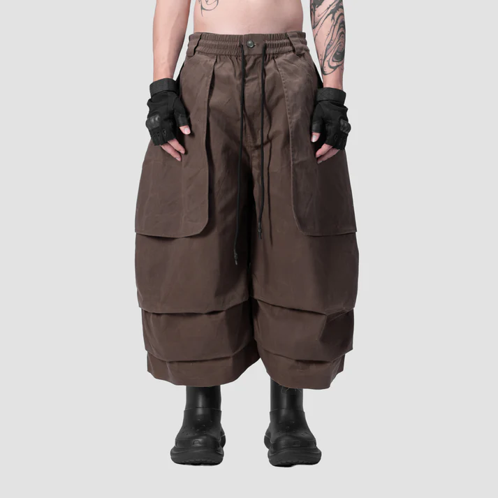 KNEE PLEATED JORTS - BROWN - BEV C multi label store