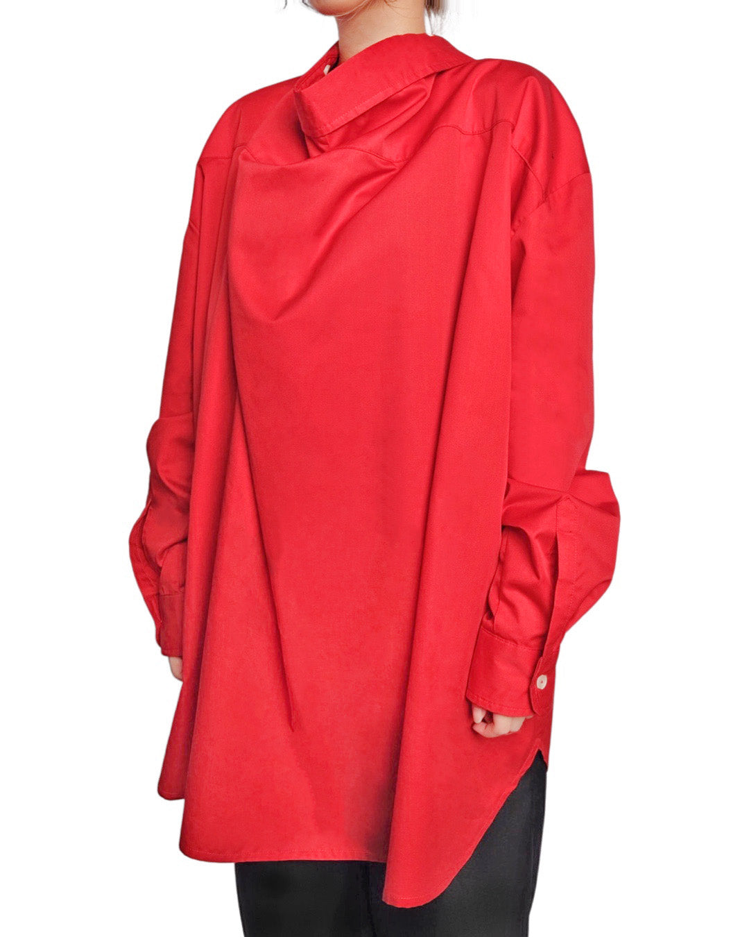 Magnolia Giant Collar Shirt - Red - BEV C multi label store